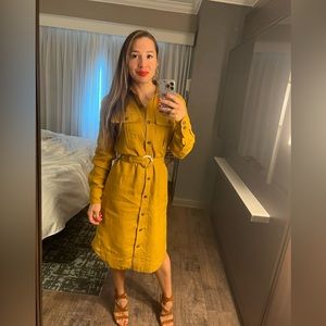 Banana republic camel linen dress #linen #longsleeve